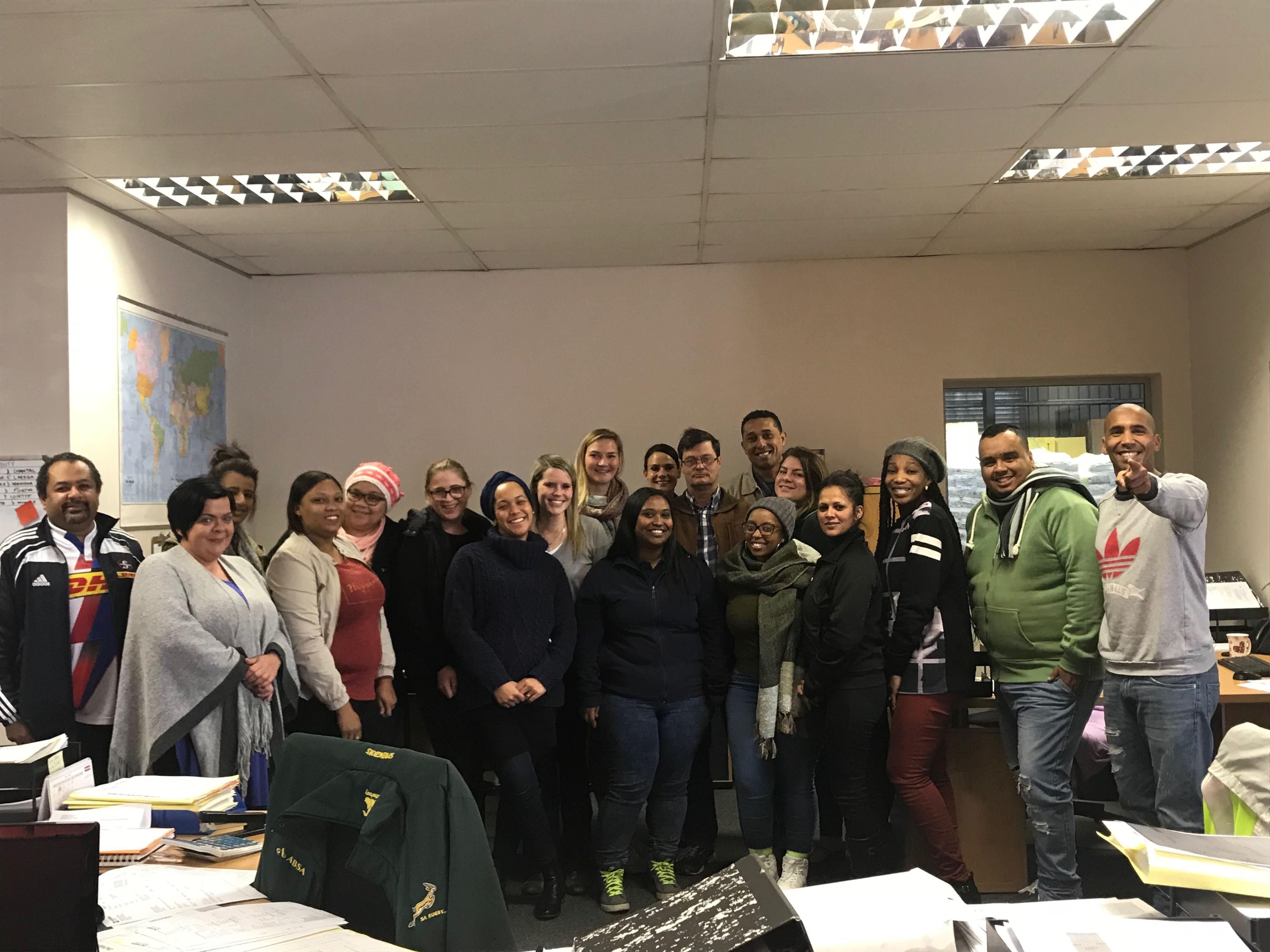 Gruppenbild mit den Arbeitskollegen in Südafrika