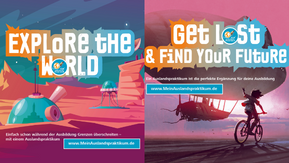 Postkartenmotive Get lost and find your future und Explore the world